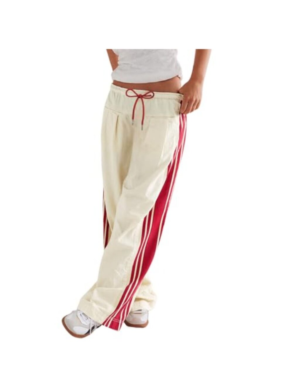 Wide Leg Sweatpants Drawstring Striped Y2K Track Pants Women